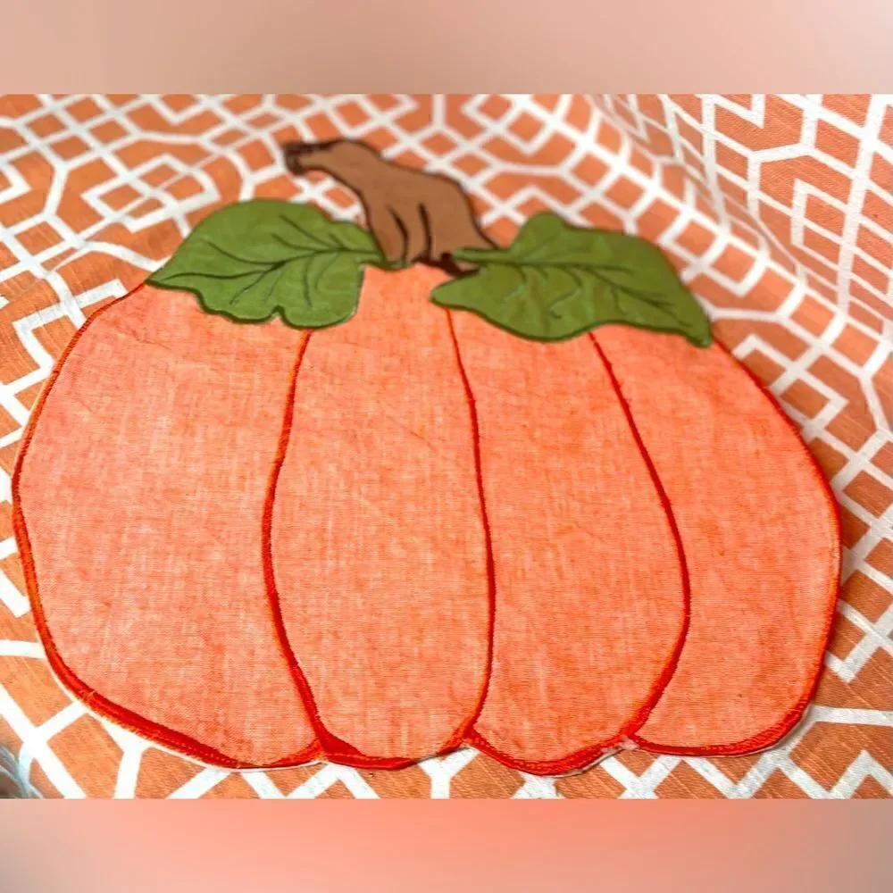 Celebrate Fall Together Pumpkin Shape Embroiderd Placemat Perfect Fall A…